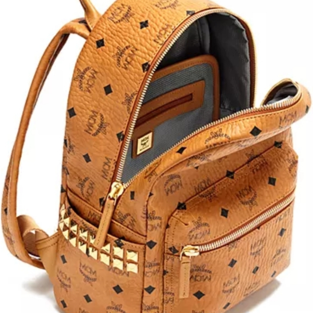 MCM Stark Side Studs Backpack Visteos/Cognac/Brown